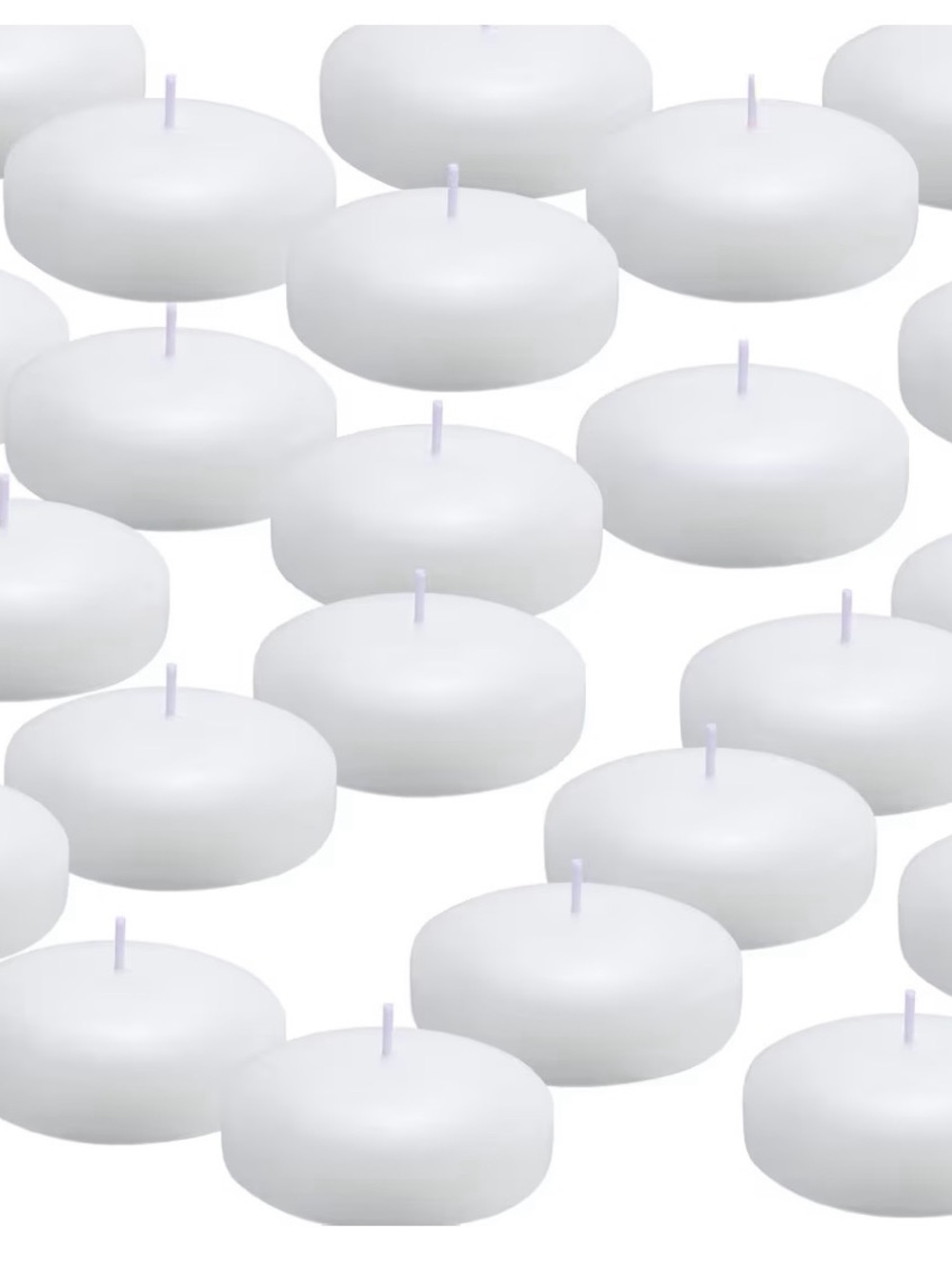 25 White Floating Tealight Candles - Unscented Party Candles Set